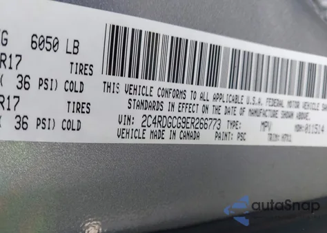 2014 Dodge Grand Caravan Sxt from USA, damaged, VIN 2C4RDGCG9ER266773